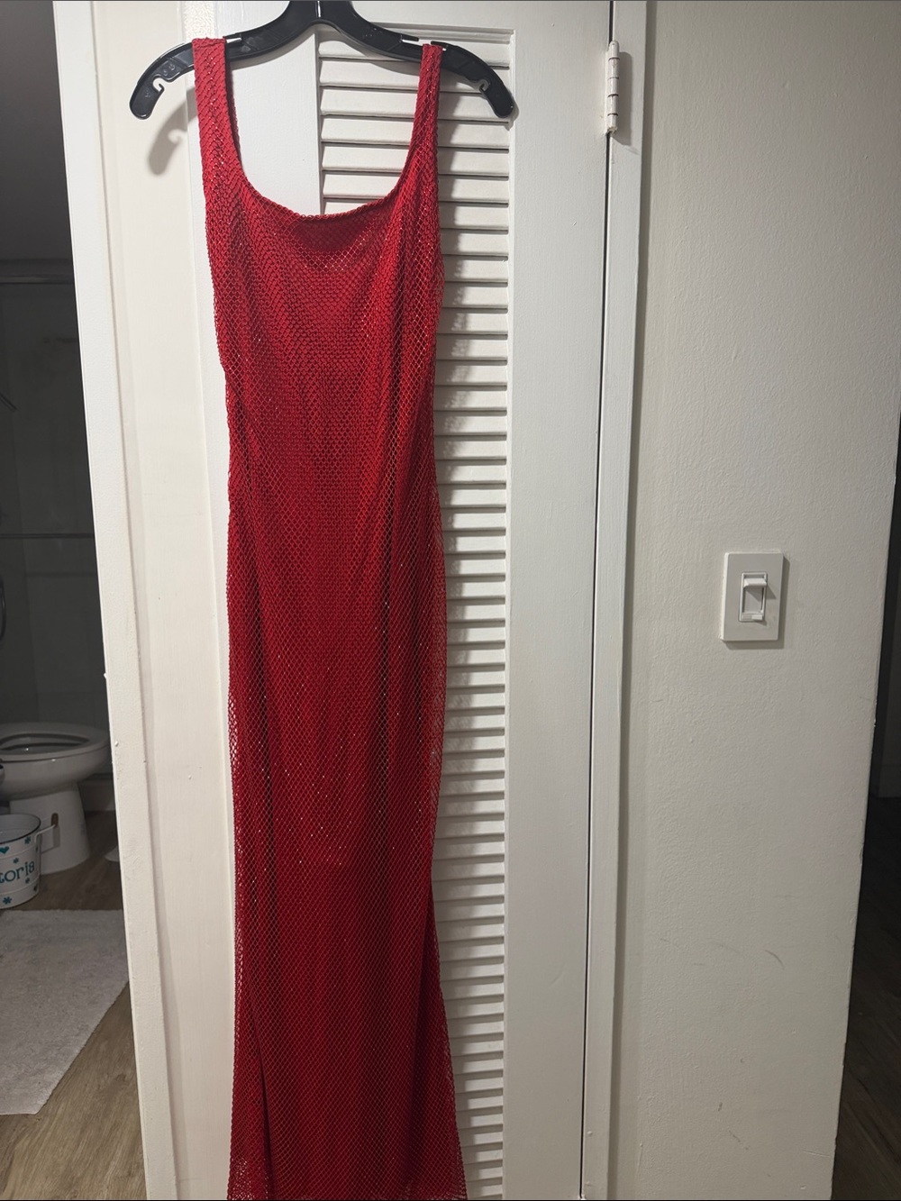 Red Sleeveless Mesh Maxi Dress - Brand Unknown